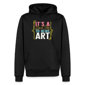 Chemise d’art, c’est une bonne journée pour faire de l’art, de l’amour de l’art - Sweat à capuche Premium bio Homme - noir - Devant - Nico (187cm)