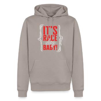 Racing Shirt, It's Race Day Baby Tee, Racing - Männer Premium Bio Hoodie - Taupe - Vorne - Nico (187cm)