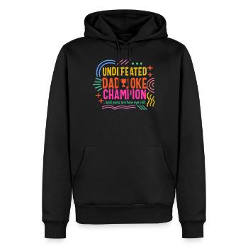 Father Shirt, Trophée du champion de la blague de papa invaincu - Sweat à capuche Premium bio Homme - noir - Devant - Nico (187cm)