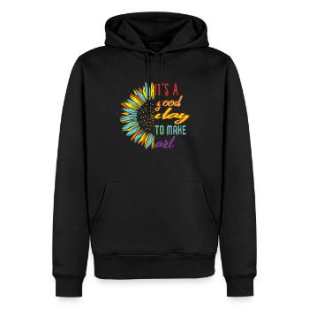 Art Shirt, Es ist ein guter Tag, um Kunst Sonnenblume zu machen, - Männer Premium Bio Hoodie - Schwarz - Vorne - Nico (187cm)