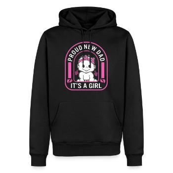 Proud New Dad Shirt, It's A Girl Cute Pacifier - Men’s Premium Organic Hoodie - black - Front - Nico (187cm)