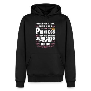 Es war einmal eine Prinzessin. Juni 1990 Geburtsta - Männer Premium Bio Hoodie - Schwarz - Vorne - Nico (187cm)