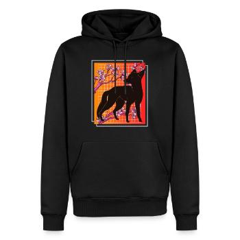 Kiteune renard japonais - Sweat à capuche Premium bio Homme - noir - Devant - Nico (187cm)