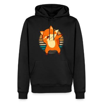 Vintage Fuchs Dabbing Fox Fuchs - Männer Premium Bio Hoodie - Schwarz - Vorne - Nico (187cm)