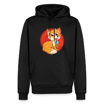 Fuchs mit Bubbel Tee Bubbeltea Fuchs Kinder - Männer Premium Bio Hoodie - Schwarz - Vorne - Nico (187cm)