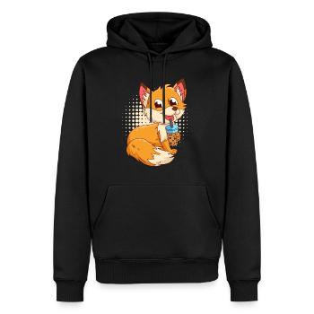 Fuchs mit Bubbel Tee Bubbeltea Fuchs Kinder - Männer Premium Bio Hoodie - Schwarz - Vorne - Nico (187cm)