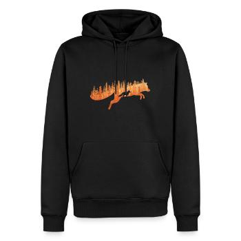 Fox Silhouette Fox Forest Hunter - Sweat à capuche Premium bio Homme - noir - Devant - Nico (187cm)