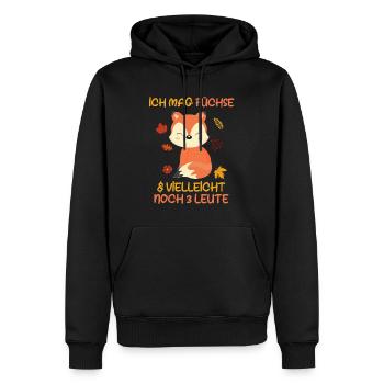 Ich mag Füchse und vielleicht 3 Leute - Männer Premium Bio Hoodie - Schwarz - Vorne - Nico (187cm)