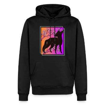 Kiteune renard japonais - Sweat à capuche Premium bio Homme - noir - Devant - Nico (187cm)