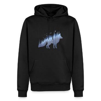 Fox Silhouette Fox Forest Hunter - Sweat à capuche Premium bio Homme - noir - Devant - Nico (187cm)