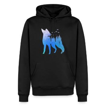 Fuchs Walddesign Fuchsjäger Jagd - Männer Premium Bio Hoodie - Schwarz - Vorne - Nico (187cm)