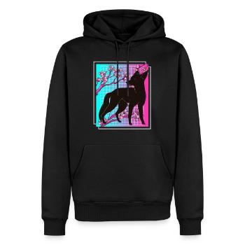 Kiteune renard japonais - Sweat à capuche Premium bio Homme - noir - Devant - Nico (187cm)