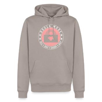 Doula Shirt, Doula Mode Den ganzen Tag Jeden Tag Regenbogen - Männer Premium Bio Hoodie - Taupe - Vorne - Nico (187cm)