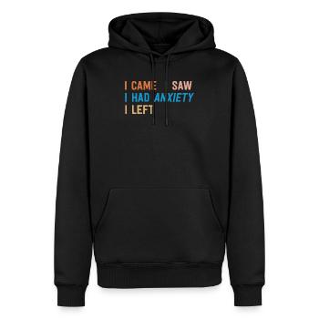 Ich kam, ich sah, dass ich Angst hatte, ich verließ lustig introvertiert - Männer Premium Bio Hoodie - Schwarz - Vorne - Nico (187cm)
