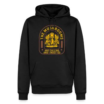 Pilz-Shirt, Die Pilze rufen, lustig - Männer Premium Bio Hoodie - Schwarz - Vorne - Nico (187cm)