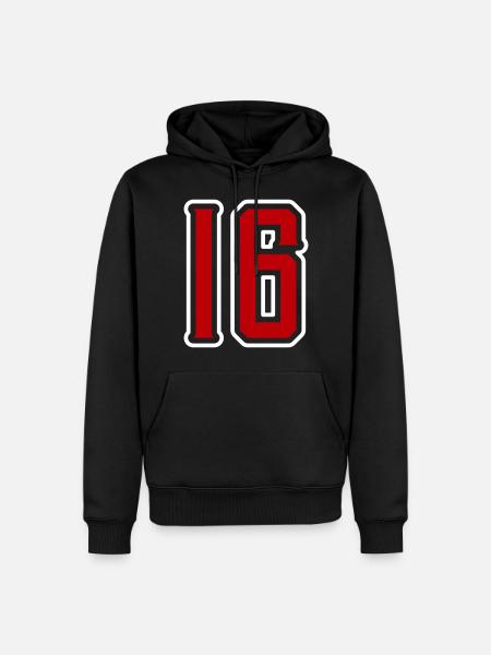 16 Zahl symbol - Männer Premium Bio Hoodie - Schwarz