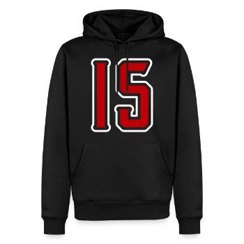 Symbole de 15 chiffres - Sweat à capuche Premium bio Homme - noir - Devant - Nico (187cm)