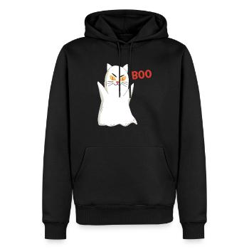 BOO Katze Halloween Gespenst - Männer Premium Bio Hoodie - Schwarz - Vorne - Nico (187cm)