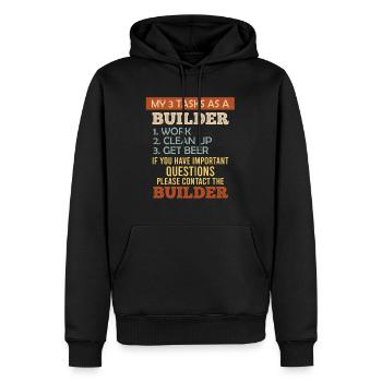 3 Tasks as a builder of his own home - Men’s Premium Organic Hoodie - black - Front - Nico (187cm)