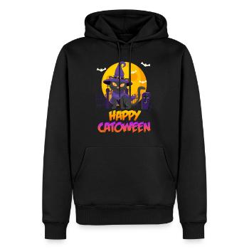 Catoween Happy Katzen Halloween - Männer Premium Bio Hoodie - Schwarz - Vorne - Nico (187cm)