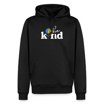 Be Kind Yellow Blue Sunflower World Down Syndrome - Men’s Premium Organic Hoodie - black - Front - Nico (187cm)