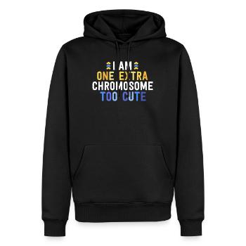 Je suis un chromosome supplémentaire trop mignon famille T21 - Sweat à capuche Premium bio Homme - noir - Devant - Nico (187cm)