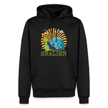 Snail Alien Shirt, Snalien UFO Funny Weird - Men’s Premium Organic Hoodie - black - Front - Nico (187cm)