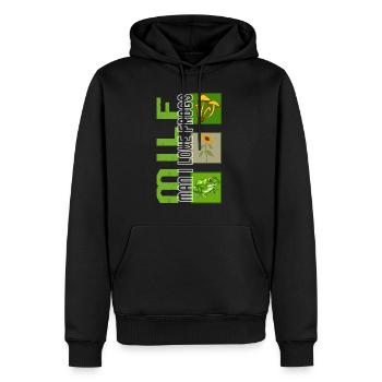 Chemise grenouille, homme j'aime les grenouilles champignon drôle - Sweat à capuche Premium bio Homme - noir - Devant - Nico (187cm)