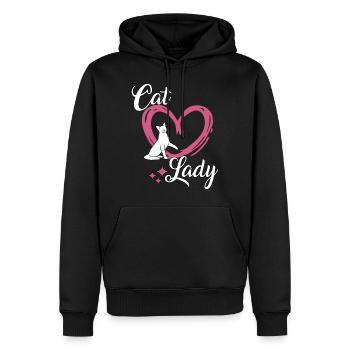 Chat Lady Cats Cadeau Chats Fan - Sweat à capuche Premium bio Homme - noir - Devant - Nico (187cm)