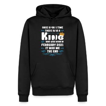 Il était une fois un roi. Février 2021 Anniversaire - Sweat à capuche Premium bio Homme - noir - Devant - Nico (187cm)