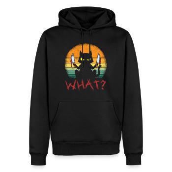 Tueur en série Chat d’Halloween - Sweat à capuche Premium bio Homme - noir - Devant - Nico (187cm)