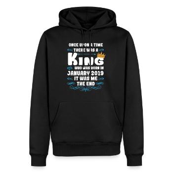 Es war einmal ein König. Januar 2019 Geburtstag - Männer Premium Bio Hoodie - Schwarz - Vorne - Nico (187cm)