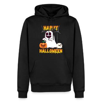 Happy Halloween Geist - Männer Premium Bio Hoodie - Schwarz - Vorne - Nico (187cm)