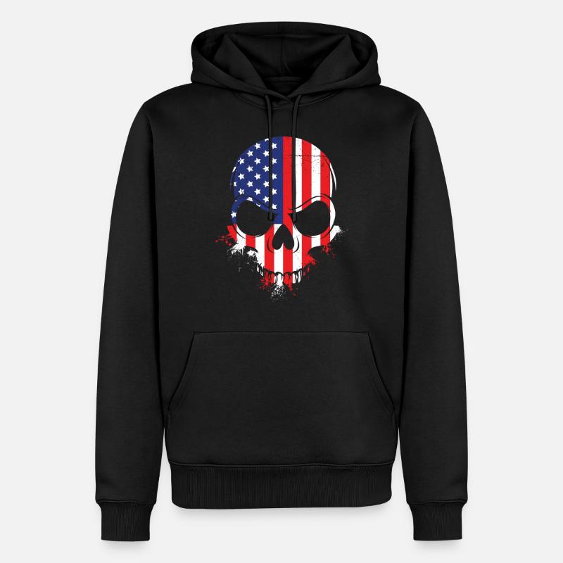 USA Halloween Bone Face - Sweat à capuche Premium bio Homme - noir