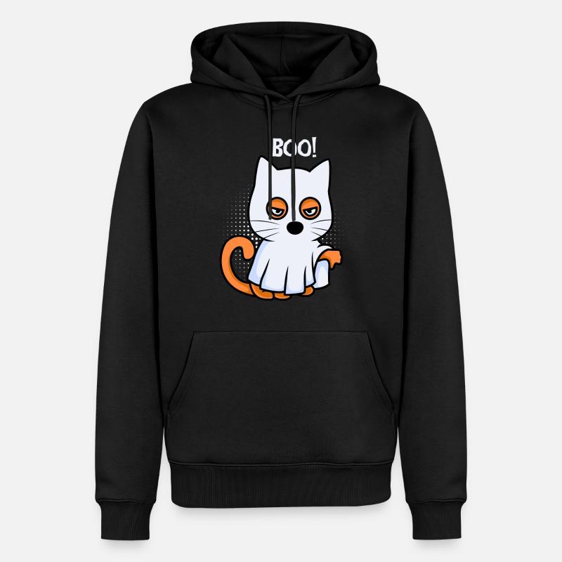 Boo Ghost Chat d’Halloween - Sweat à capuche Premium bio Homme - noir