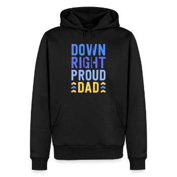 Down Right Proud Dad T21 Bewusstsein Down-Syndrom - Männer Premium Bio Hoodie - Schwarz - Vorne - Nico (187cm)