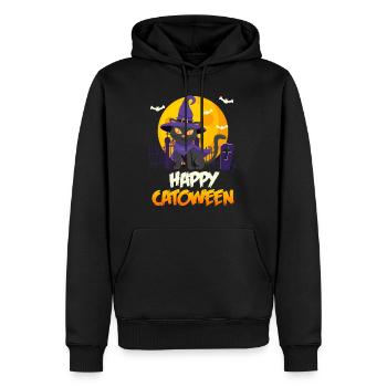 Catoween Happy Katzen Halloween - Männer Premium Bio Hoodie - Schwarz - Vorne - Nico (187cm)