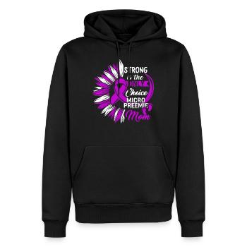 Micro Preemie Mom Shirt, starker Babyfuß lila - Männer Premium Bio Hoodie - Schwarz - Vorne - Nico (187cm)
