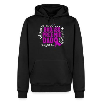 Badass Preemie Dad Shirt, Strong Dad Purple - Men’s Premium Organic Hoodie - black - Front - Nico (187cm)