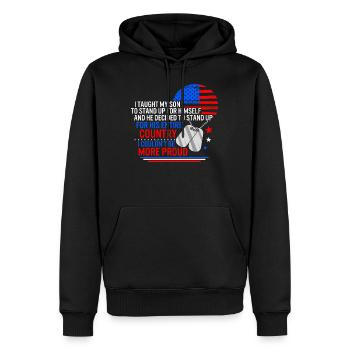 Proud Military Mom And Dad Shirt, Dog Tag USA - Men’s Premium Organic Hoodie - black - Front - Nico (187cm)
