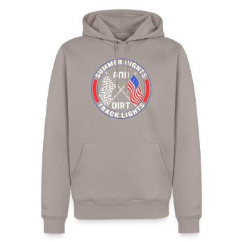 Racing Shirt, Summer Nights And Dirt Track Lights - Men’s Premium Organic Hoodie - taupe - Front - Nico (187cm)