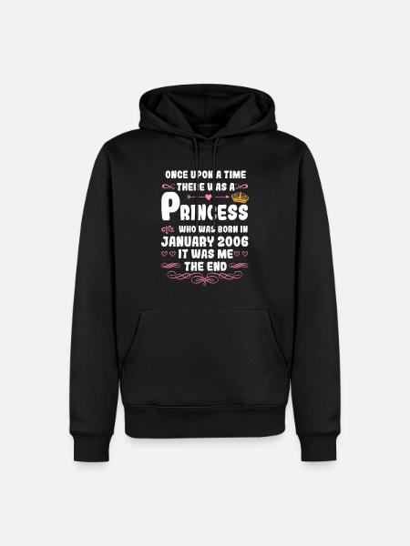 Es war einmal eine Prinzessin. Januar 2006 Geburts - Männer Premium Bio Hoodie - Schwarz