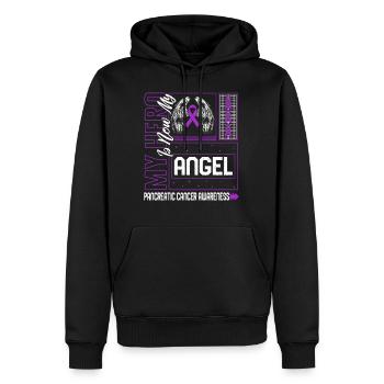 Bauchspeicheldrüsenkrebs-Shirt, mein Held ist jetzt mein Engel - Männer Premium Bio Hoodie - Schwarz - Vorne - Nico (187cm)
