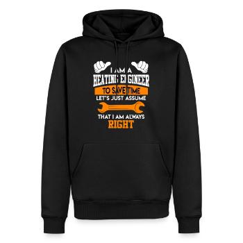 Je suis chauffagiste et j’ai toujours raison - Sweat à capuche Premium bio Homme - noir - Devant - Nico (187cm)