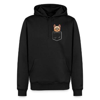 Yorkie en poche Drôle Yorkshire Terrier Kawaii - Sweat à capuche Premium bio Homme - noir - Devant - Nico (187cm)