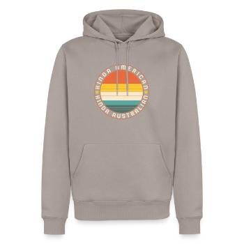 Dual Citizenship Shirt, Kinda American Kinda - Men’s Premium Organic Hoodie - taupe - Front - Nico (187cm)