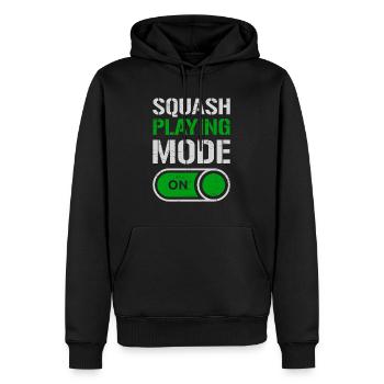 Squash-Spielmodus beim Spielen von Serve Racket Player - Männer Premium Bio Hoodie - Schwarz - Vorne - Nico (187cm)