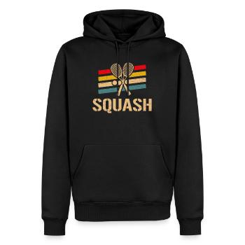 Retro Squash Play Serve Racket Spieler - Männer Premium Bio Hoodie - Schwarz - Vorne - Nico (187cm)