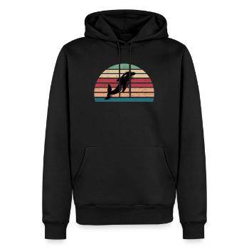Retro Delfin Meerestier Sea Diver - Männer Premium Bio Hoodie - Schwarz - Vorne - Nico (187cm)