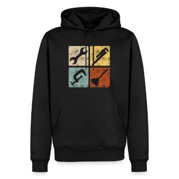 Spengler Plombier Mécanicien d’usine Vintage - Sweat à capuche Premium bio Homme - noir - Devant - Nico (187cm)